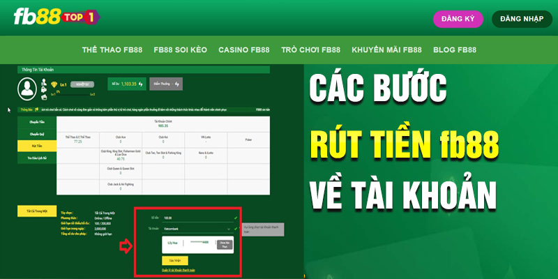 Tổng hợp các bước để chuyển tiền tại FB88